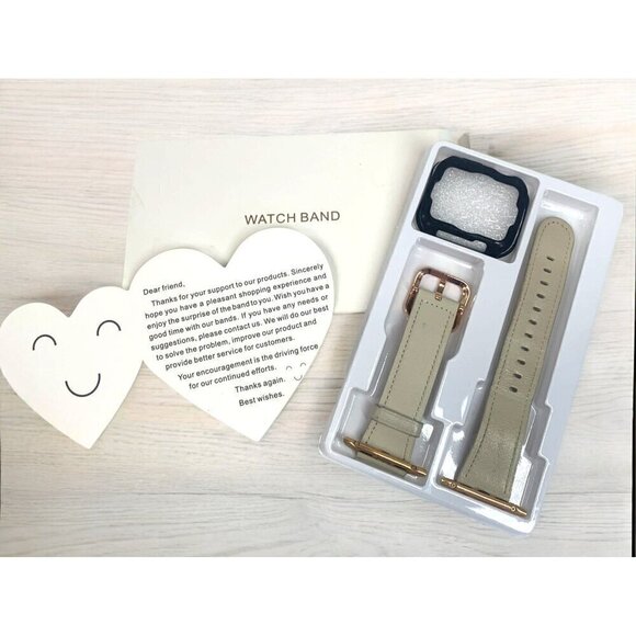 Apple Watch Replacement Band 42mm-44mm Grey Leather Rose Gold Black New In Box - Picture 1 of 4